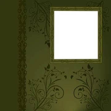 Wooden framework for the image with abstract flower. Stock Illustration