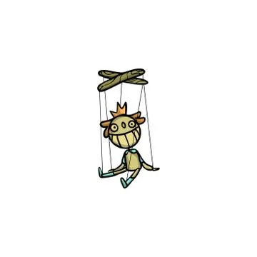 Wooden funny princess puppet with strings vector illustration Stock Illustration