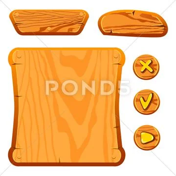 Wooden game assets Stock Illustration
