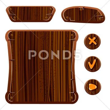 Wooden game assets Stock Illustration