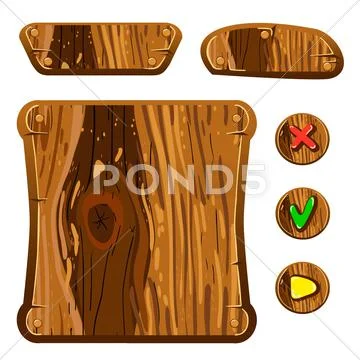 Wooden game assets Stock Illustration