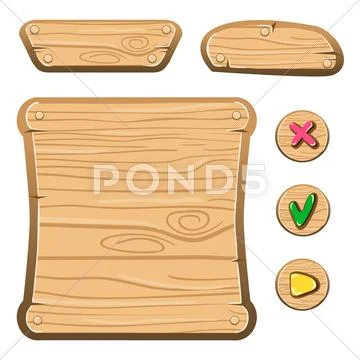 Wooden game assets Stock Illustration