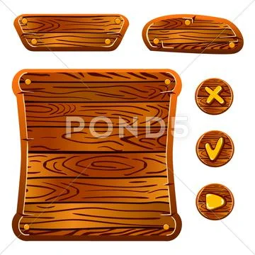 Wooden game assets Stock Illustration