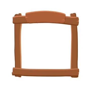 Wooden game frame or border. Plank and panel for 2D game interface design a.. Stockillustratie