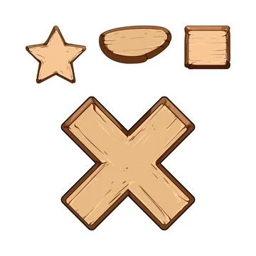 Wooden game interface buttons vector illustration on white background 스톡 일러스트