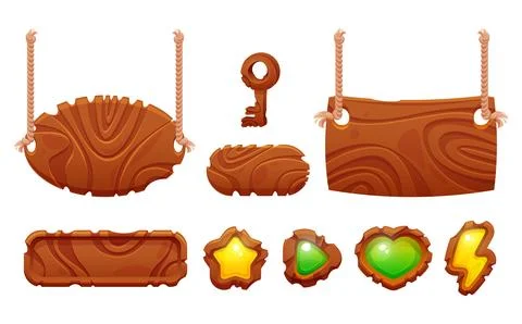 Wooden game ui design elements イラスト素材