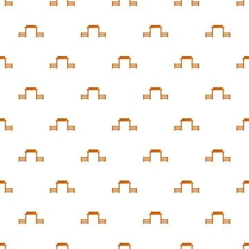 Wooden gate arch pattern repeating on white background 스톡 일러스트