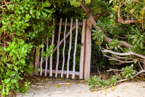 Wooden gate on beach Stock Photos