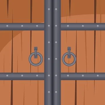 Wooden gate door vector element concept design template Illustration