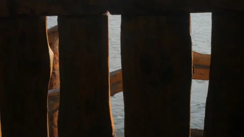 Wooden gate opens, closes 2 Stock-Footage 126964194