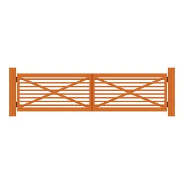 Wooden gate separating two spaces on white background Stock Illustration