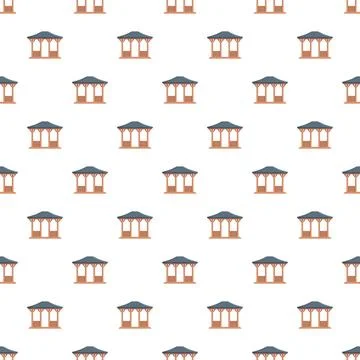 Wooden gazebo structure repeating seamless pattern background Ilustração Stock