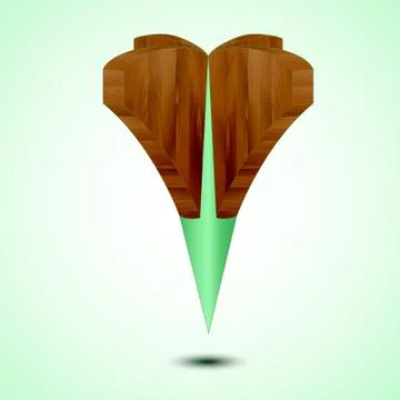 Wooden green Map Pointer Icon. Vector Stock Illustration