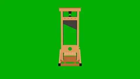Wooden guillotine blade dropping in loop on chroma key background. 4K 3D Render Видео 344845986