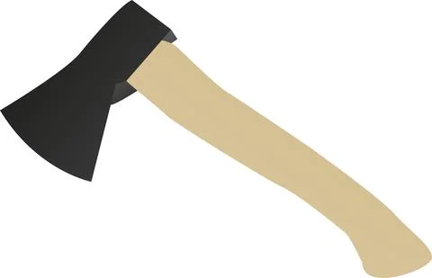 Wooden handle camping axe vector. Stock Illustration