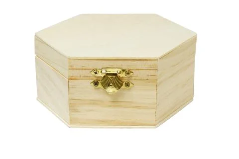 Wooden hexagonal shape storage box Stock Photos