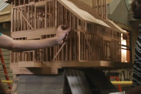 Wooden home model Stock Footage 30666632