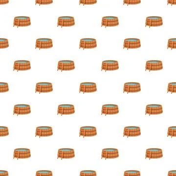 Wooden hot tub pattern repeating seamless background 스톡 일러스트