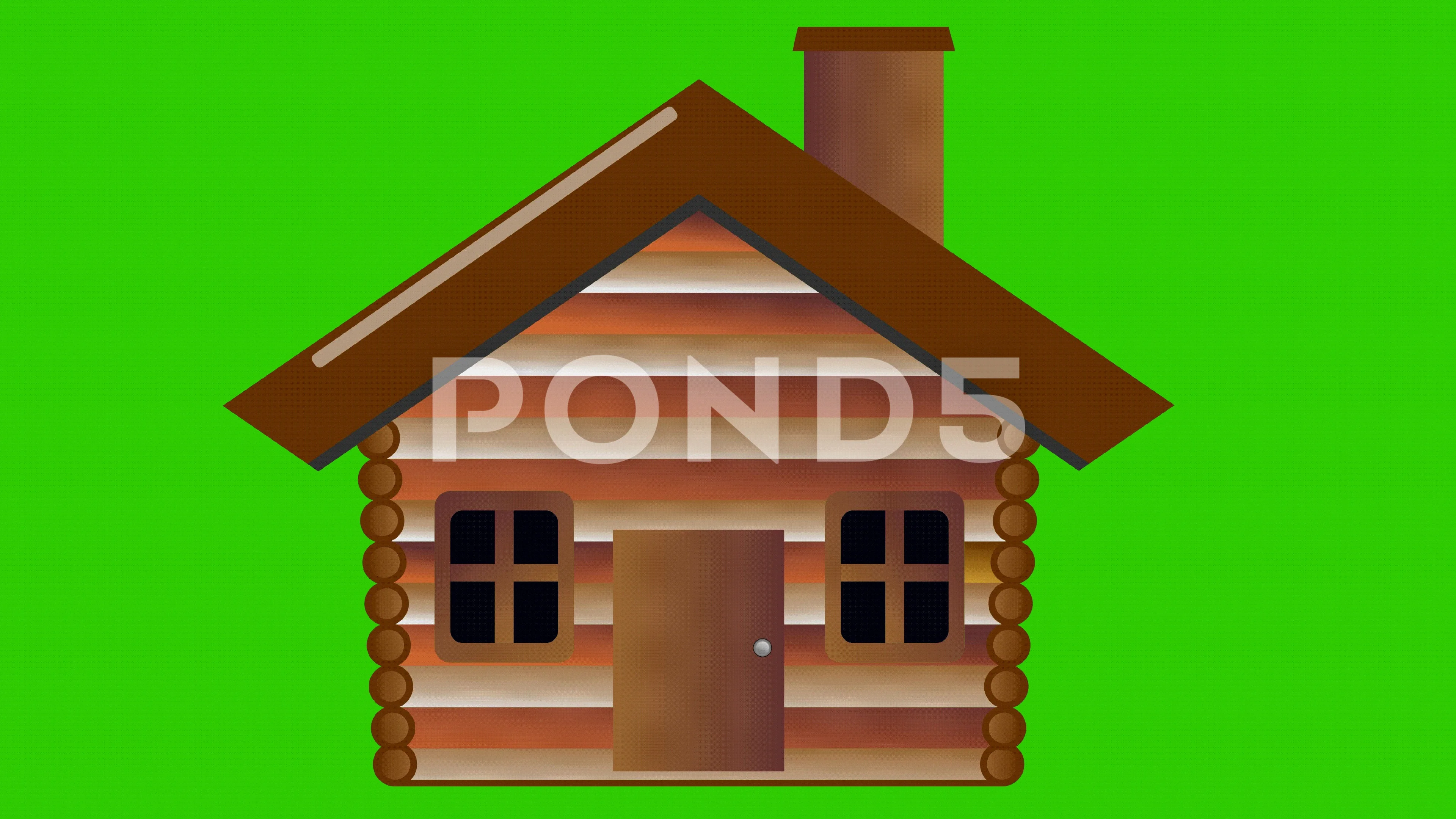 Wooden house animation on green screen | Stock Video | Pond5