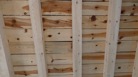 Wooden house ceiling from pine tree, 動画素材 104621114