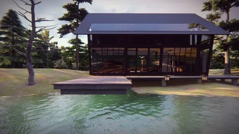 Wooden house elevation animation Stock Footage 181803845
