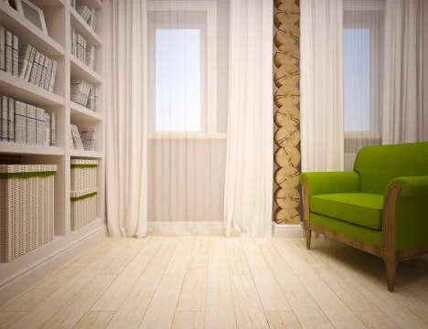 Wooden house interior Stock Illustration