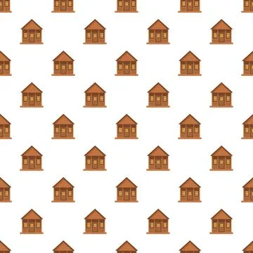 Wooden house pattern seamless background repeating design Stock Illustration