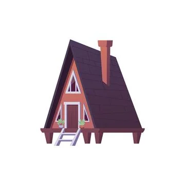 A wooden house on stilts with a triangular shape is ideal for a themed design. Stock Illustration