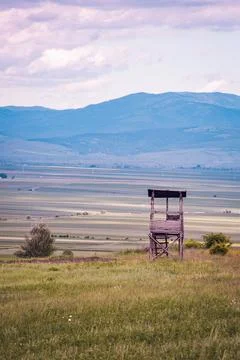 Wooden Hunting Blind Overlooking Fields Stock Photos