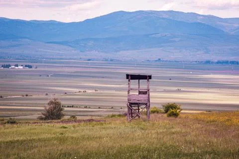 Wooden Hunting Blind Overlooking Fields Stock Photos