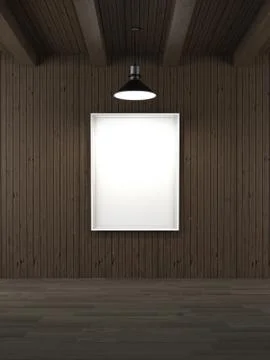 Wooden interior with empty frame 库存插图