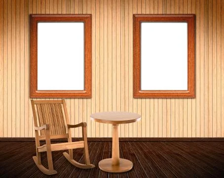 Wooden interior with rocking chair Stock Illustration