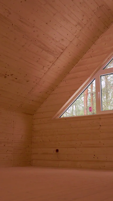 Wooden Interior Triangular Window Stock Footage 327715592