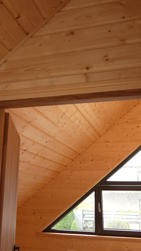 Wooden Interior Triangular Window Stock Footage 327830605