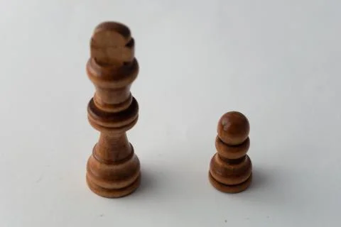 Wooden king and paw figure on grey background Stock Photos