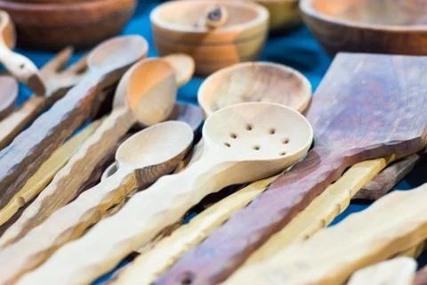 Wooden kitchen tools Fotos Stock