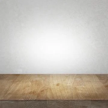 Wooden kitchen top table with light stone background Stock Photos
