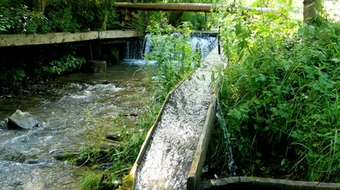 Wooden laundry on mountain river Stock Footage 65492841