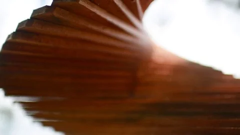 Wooden Loading Process. Wind wheel spiral rotation Stock Footage 81005371