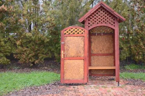 Wooden locker booth in the fall Stock Photos