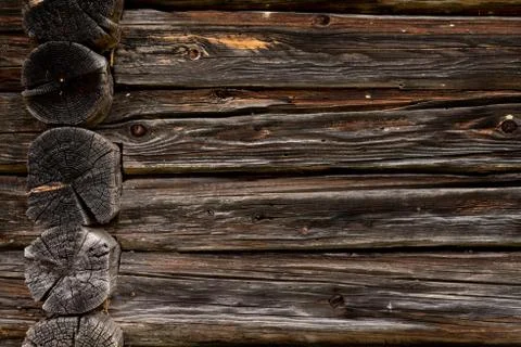 Wooden log cabin or felling texture or background Stock Photos