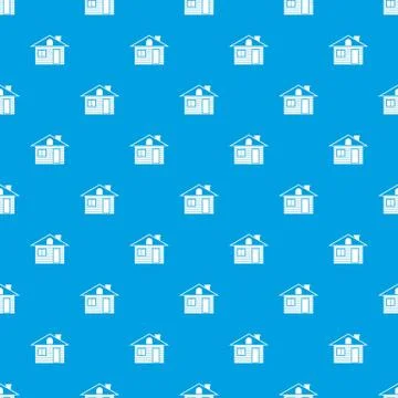 Wooden log house pattern seamless blue Stock Illustration
