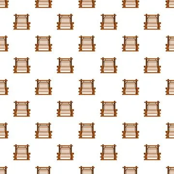 Wooden loom weaving machine creating craft textile seamless pattern Stock Illustration