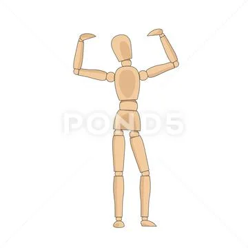 Wooden Mannequin In Two Different Pose Of Walking And Raising Arm Isolated  On White Stock Photo, Picture and Royalty Free Image. Image 32998949.