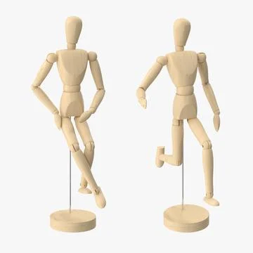 Wooden Figure Mannequin Posing In Action Isolated On White Background.  Stock Photo, Picture and Royalty Free Image. Image 151654725.