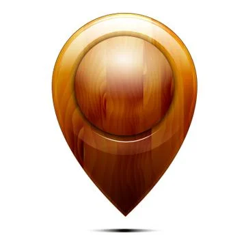 Wooden map pointer isolated on a white background Stock Illustration