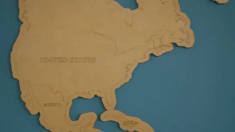 Wall Aging Map Stock Video Footage - Wooden Map Wall Engraved Names Footage 172065983 Iconl