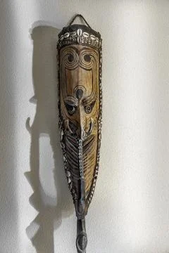 Wooden mask from the Sepik region Papua New Guinea Pacific Ocean Oceania Stock Photos