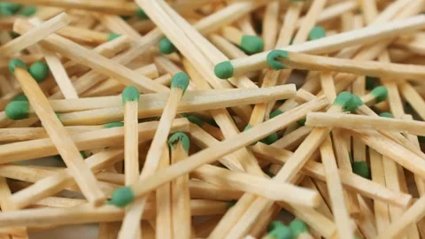Wooden matches falling down close up Stock Footage 290884968