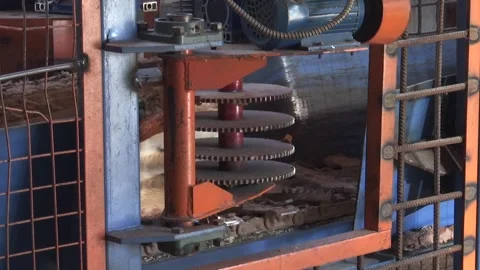 Wooden material processing and cutting at wood manufacturing factory Stock Footage 264232036